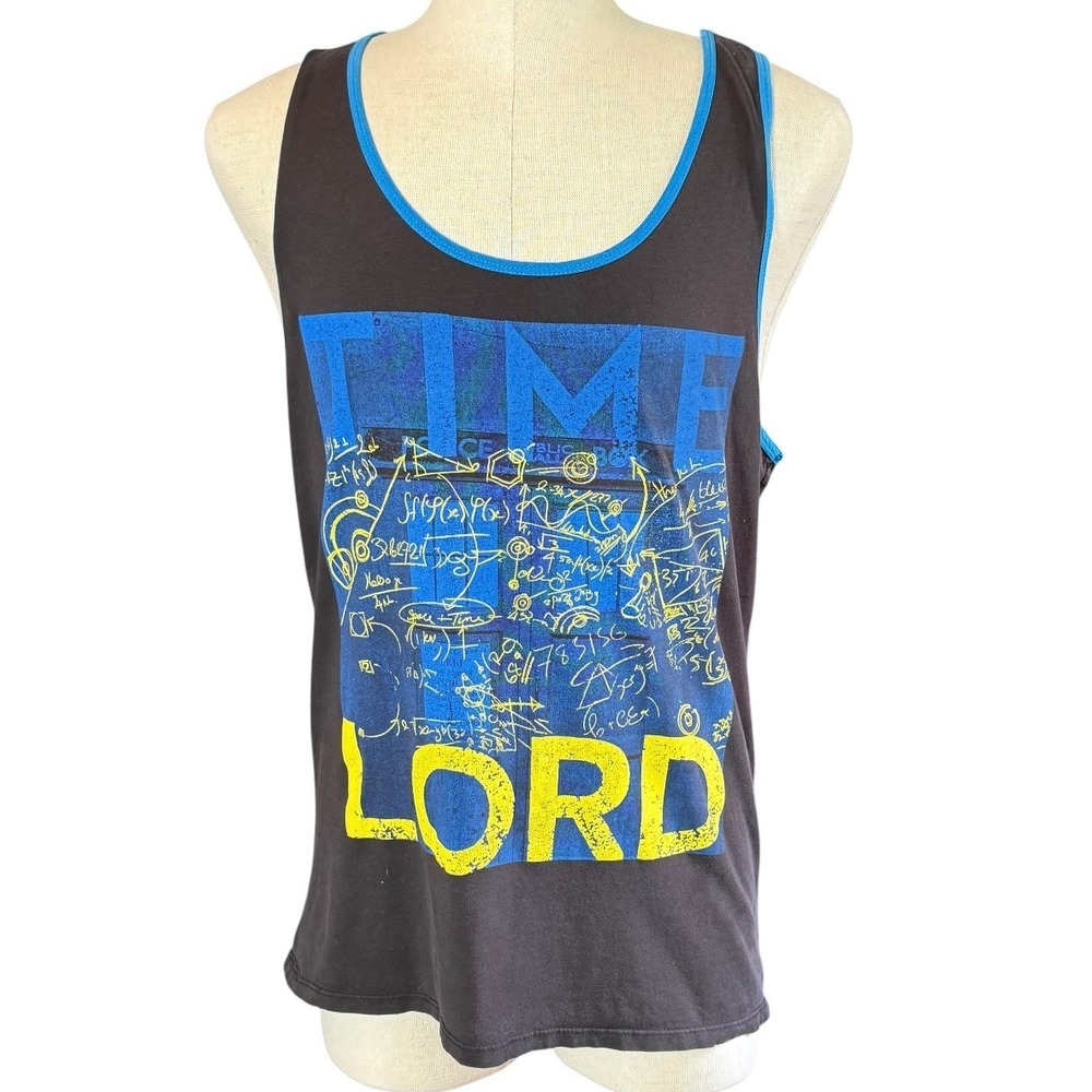 Doctor Who Time Lord Graphic Tank Top Mens Large Ripple Junction BBC Black Blue
